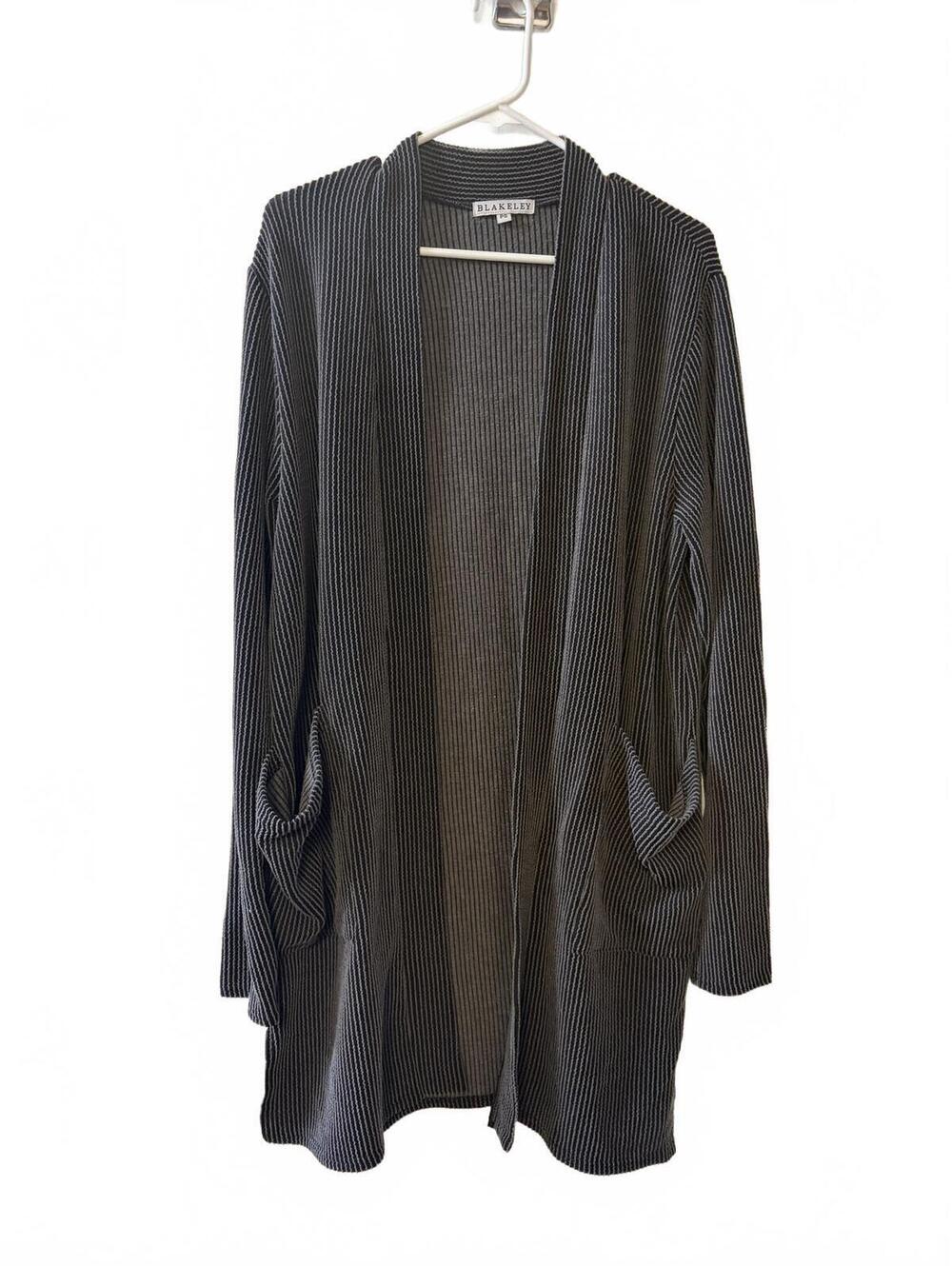 Blakeley Gray Ribbed Open Front Cardigan